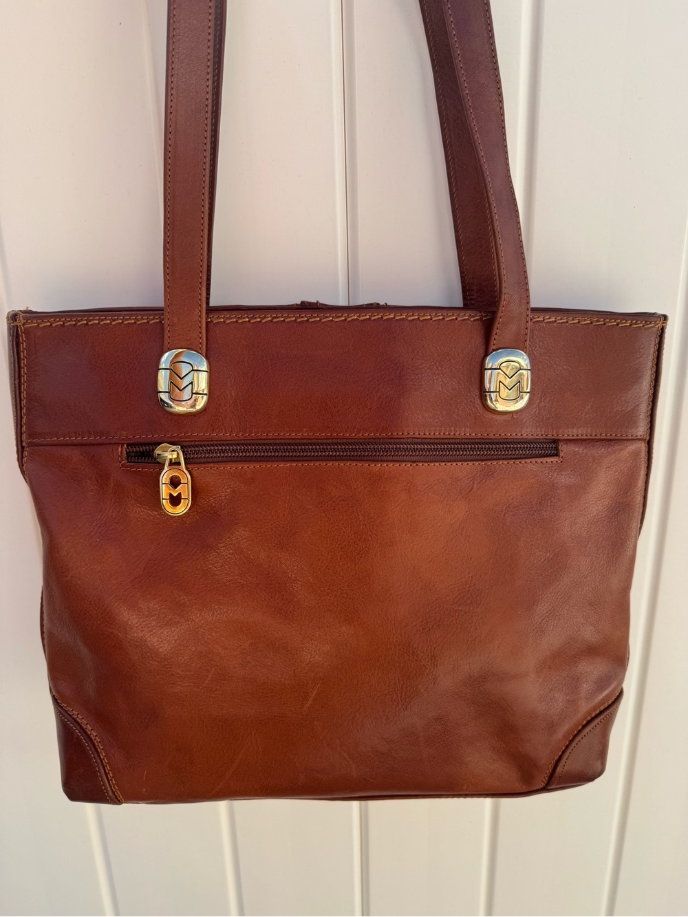 Marino Orlandi Italian Leather Tote Bag Low Maintenance Vintage Shoulder Bag